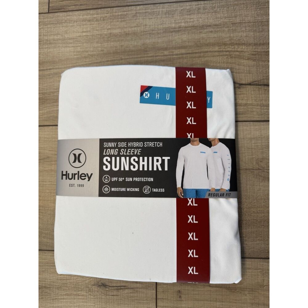 Hurley Men's Sunny‎ Side Hybrid Stretch UV T-Shirt XL White Water Rash Guard UV